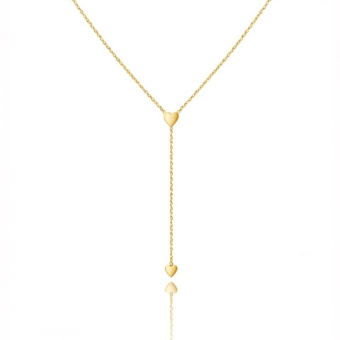 Długi naszyjnik stal szlachetna pozłacana 14k złotem, celebrytki SERCA NST2240