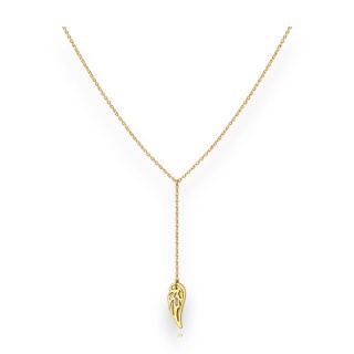 Długi naszyjnik stal szlachetna pozłacana 14k złotem, skrzydełko ANGEL WINGS NST2239