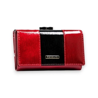 Elegancki, czerwony portfel damski ze skóry naturalnej zamykany na bigiel i zatrzask - 4U Cavaldi