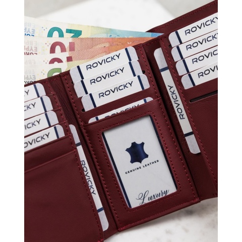 Elegancki, czerwony portfel damski ze skóry naturalnej zamykany na bigiel i zatrzask - 4U Cavaldi