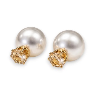 Kolczyki Kule Triball Perłowe z jasno różowym Kryształem K70R