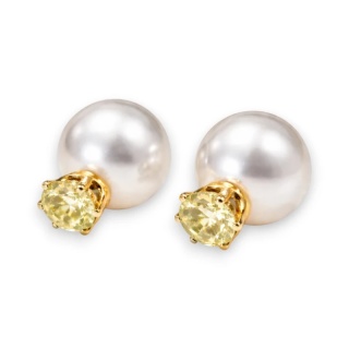 Kolczyki Kule Triball Perłowe z kremowym Kryształem K70N