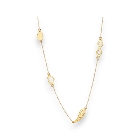 Naszyjnik stal szlachetna pozłacana 14k złotem, celebrytka skrzydełko, serca NST2255