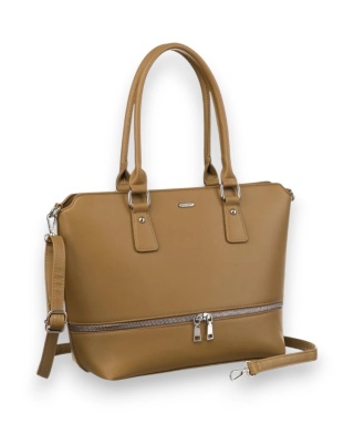 Stylowa shopperka damska ze skóry ekologicznej z odpinanym paskiem - Rovicky