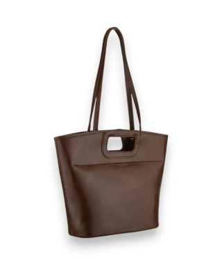 Brązowa shopperka damska wykonana ze skóry ekologicznej, jednokomorowa i zamykana suwakiem - Peterson