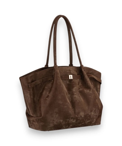Duża, brązowa shopperka damska wykonana ze skóry ekologicznej, jednokomorowa - Peterson