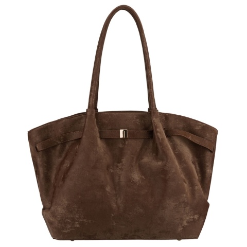 Duża, brązowa shopperka damska wykonana ze skóry ekologicznej, jednokomorowa - Peterson