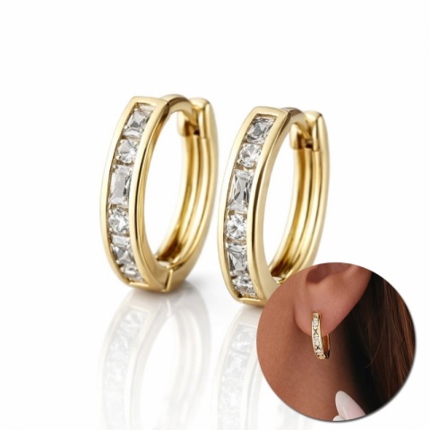 Kolczyki ze stali szlachetnej platerowane 14k złotem, z cyrkoniami KOŁA KST3417