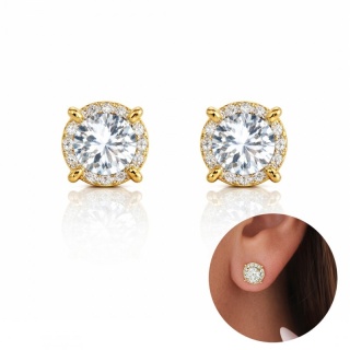 Kolczyki ze stali szlachetnej pozłacane 14k złotem, z cyrkoniami KST3536