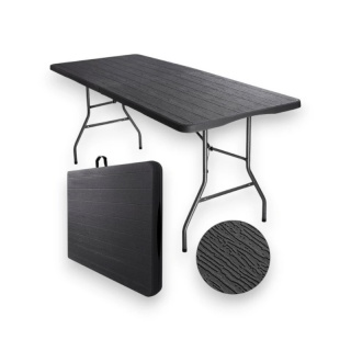 Składany stół kateringowy, turystyczny 70 x 180 cm, słoje drewna, brąz SC02BR