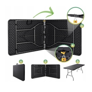 Składany stół kateringowy, turystyczny 70 x 180 cm, słoje drewna, brąz SC02BR